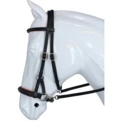 F.R.A. Bitloos Hoofdstel Pardoes Deluxe Side Pull Lederen Teugels Zwart/Oranje Cob