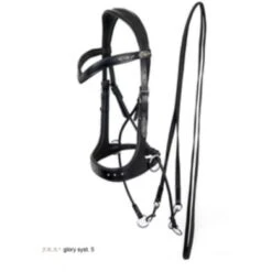 F.R.A Hoofdstel Glory Kaakgekruist Leder Met Kralen Zwart