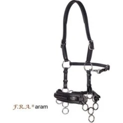 F.R.A. Hackamore Hoofdstel Aram Leder Met Scharen Zwart One Size