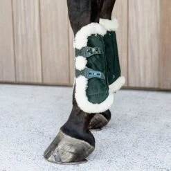 Kentucky Horsewear Kentucky Peesbeschermers Bamboo Elastic Velvet Vegan Bont Donker Groen