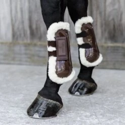 Kentucky Horsewear Kentucky Peesbeschermers Velcro Vegan Sheepskin Bruin M